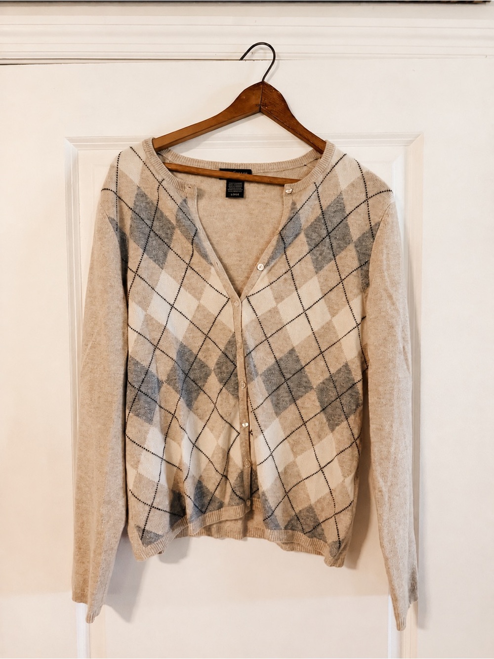 Vintage Lord & Taylor 100% Cashmere Cardigan Sweater Beige Neutral Size Large